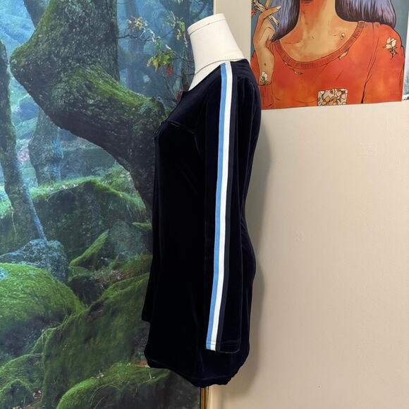 vintage 579 y2k navy velour mini dress sporty stripe zip front - Picture 3 of 7